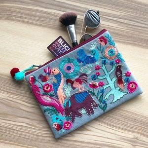 Embroidered, Beaded Fabric Clutch